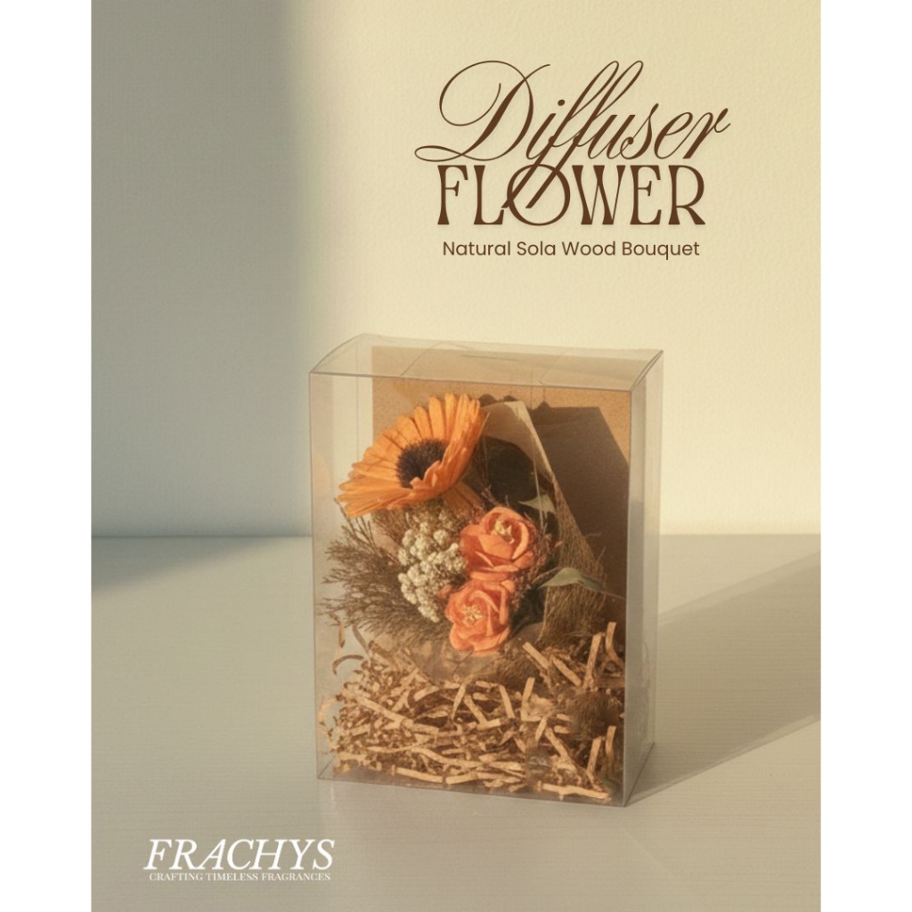 FRACHYS ช่อดอกไม้ดูดน้ำหอม ของขวัญ ดอกทานตะวัน จากเปลือกโสน Sola Wood Diffuser Flower Bouquet