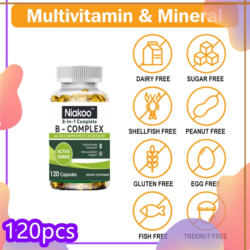 8-in-1 Vitamin B Complex Capsules - วิตามินบีคอมเพล็กซ์ - การผลิตพลังงานของเซลล์ | 120pcs - รูปที่ 3