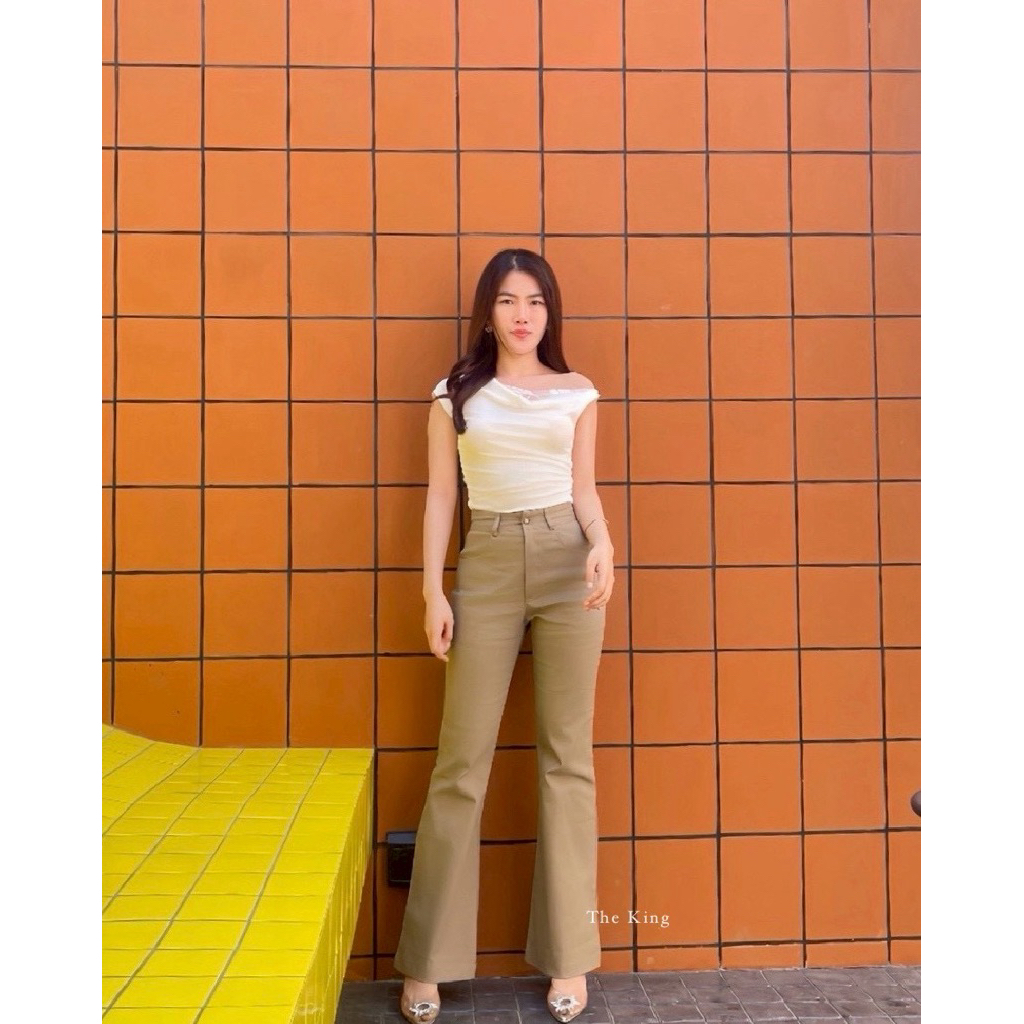 กางเกงขาม้าเอวสูงผ้ายีนส์แคนวาสยืดเก็บทรงสวยอำพราง หุ่นS-XXL♾️ - รูปที่ 5