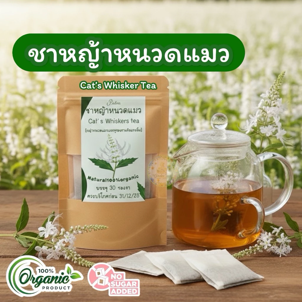 ชาหญ้าหนวดแมว บรรจุ 30 ซองชา Cat’s Whisker Tea30pieceหญ้าหนวดแมวบดผงในซองชาพร้อมชงดื่ม