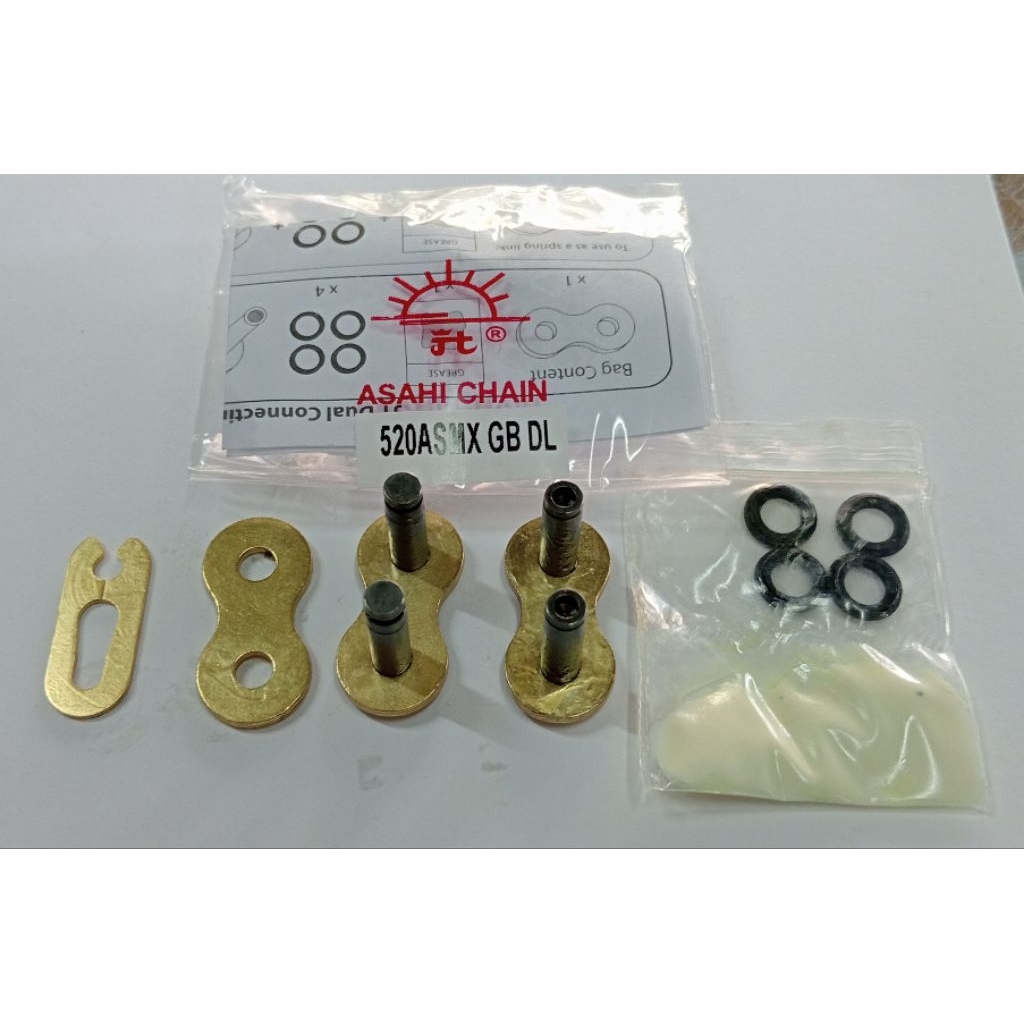 ข้อต่อโซ่ 520 x ring/o ring(สินค้าเป็นสีทอง)มีแบบกิ๊บและย้ำในชุดเดียวกัน