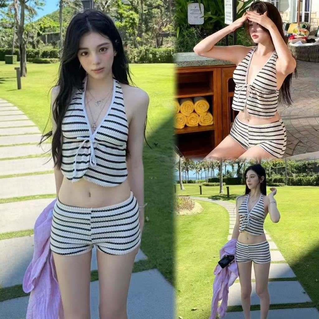 🌸Swift Bra🌸Fashion Bikini ชุดว่ายน้ำแฟชั่น ทูพีช ลายทาง มีฟองน้ำ summer
