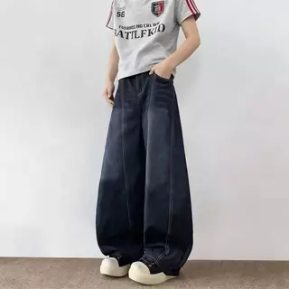 919JEANS สไตล์อเมริกัน กางเกงยีนส์ผู้ชาย baggy jeans ขากระบอก กางเกงยีนส์ชา