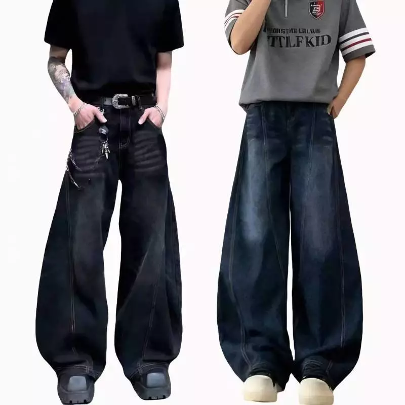 919JEANS สไตล์อเมริกัน กางเกงยีนส์ผู้ชาย baggy jeans ขากระบอก กางเกงยีนส์ชา