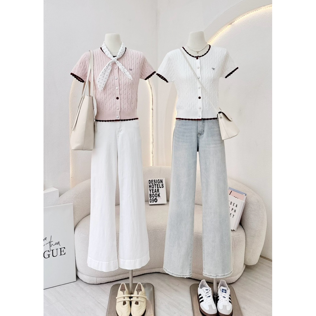 WAYA เสื้อไหมพรมลายเปียกระดุมหน้า(แต่งสี) ผ้าหนานุ่ม