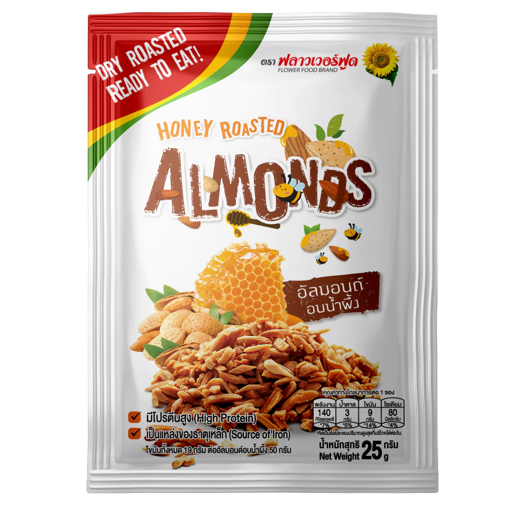 อัลมอนด์อบน้ำผึ้ง 25 กรัม (แพ็ค 5 ซอง) Almond stick roasted with honey 25 g.(5 pieces/pack)