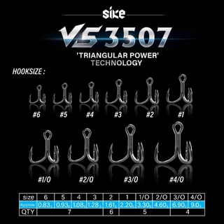 เบ็ด Sike รุ่น VS3507 เบ็ดสามทางแกนเบ็ดสามเหลี่ยม แข็งแรง คม ทนทาน ของมาใหม่ มีพร้อมส่ง BY LF