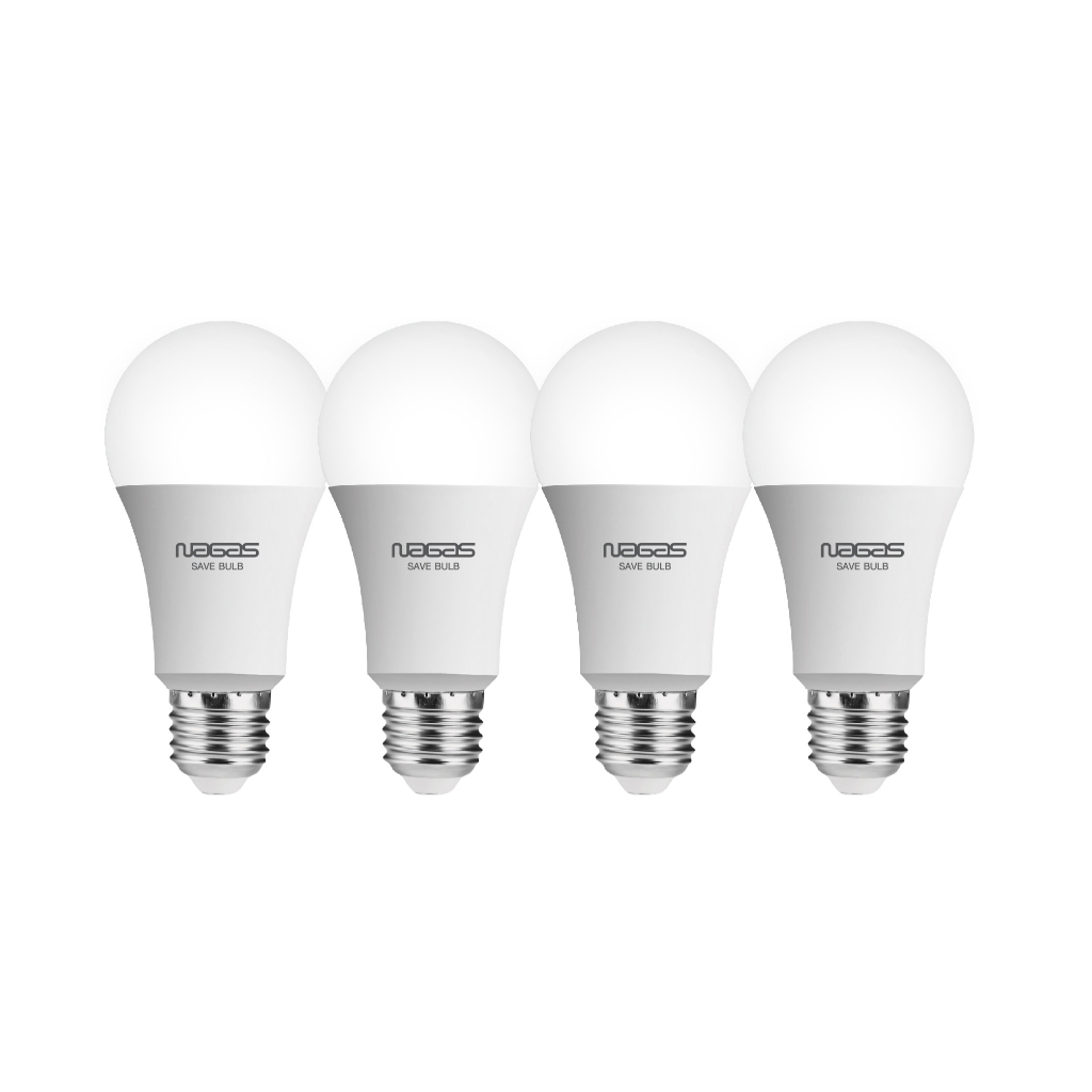 (สุดคุ้ม แพ็ค4หลอด) Nagas หลอดไฟ LED รุ่น Save bulb 9-13Watt ขั้ว E27 ประหยัดไฟ รับประกัน 1ปี