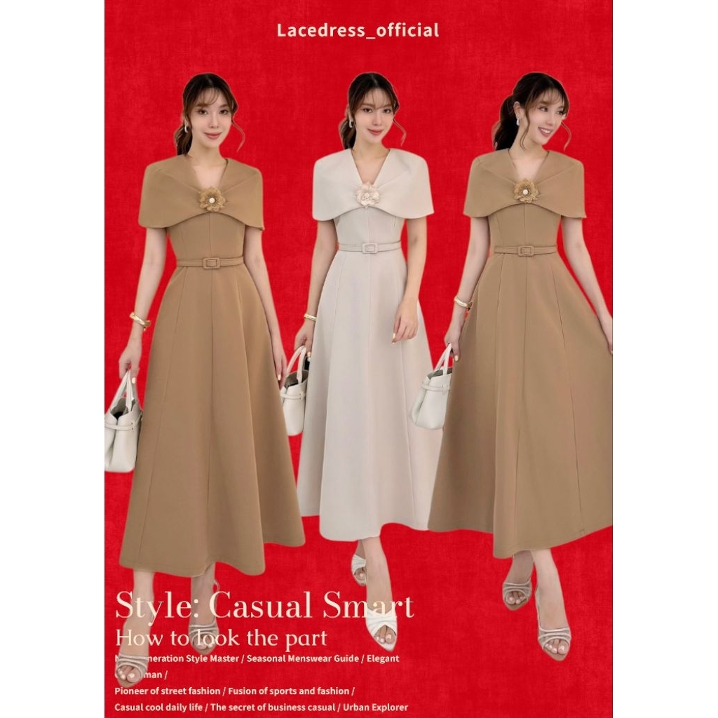 Lover●เดรสยาวทรงคลุมไหล่สไตส์เรียบหรู