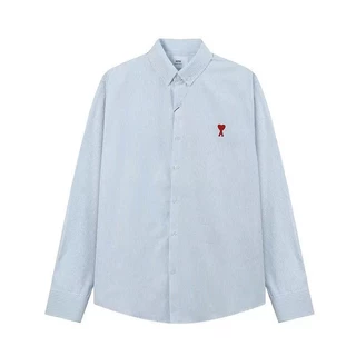PP167 เสื้อเชิ้ต AM shirt ไอคอนิก ดีเทลปักหัวใจแดง พร้อมส่ง