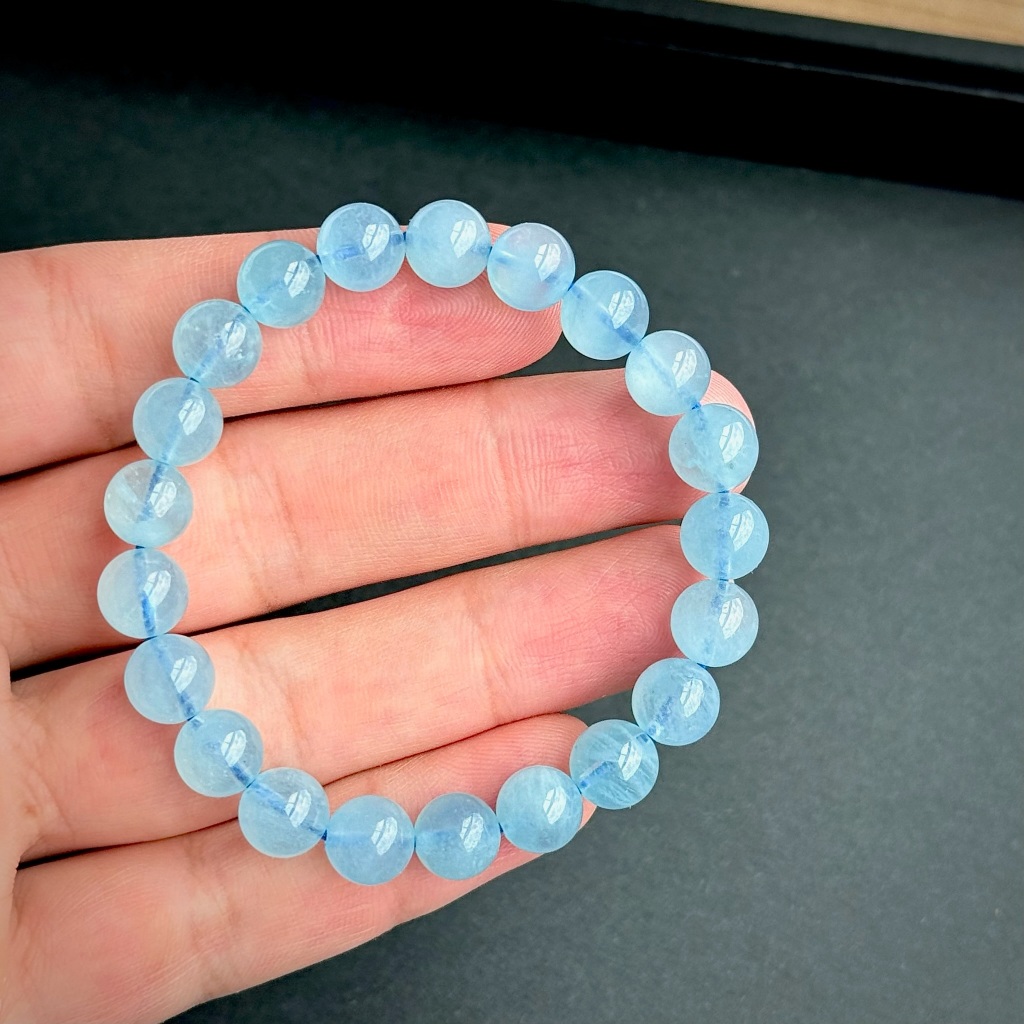 High Grade ✨ กำไลหินแท้ มิลค์กี้ อความารีน (Milky Aquamarine) 8mm - รูปที่ 3