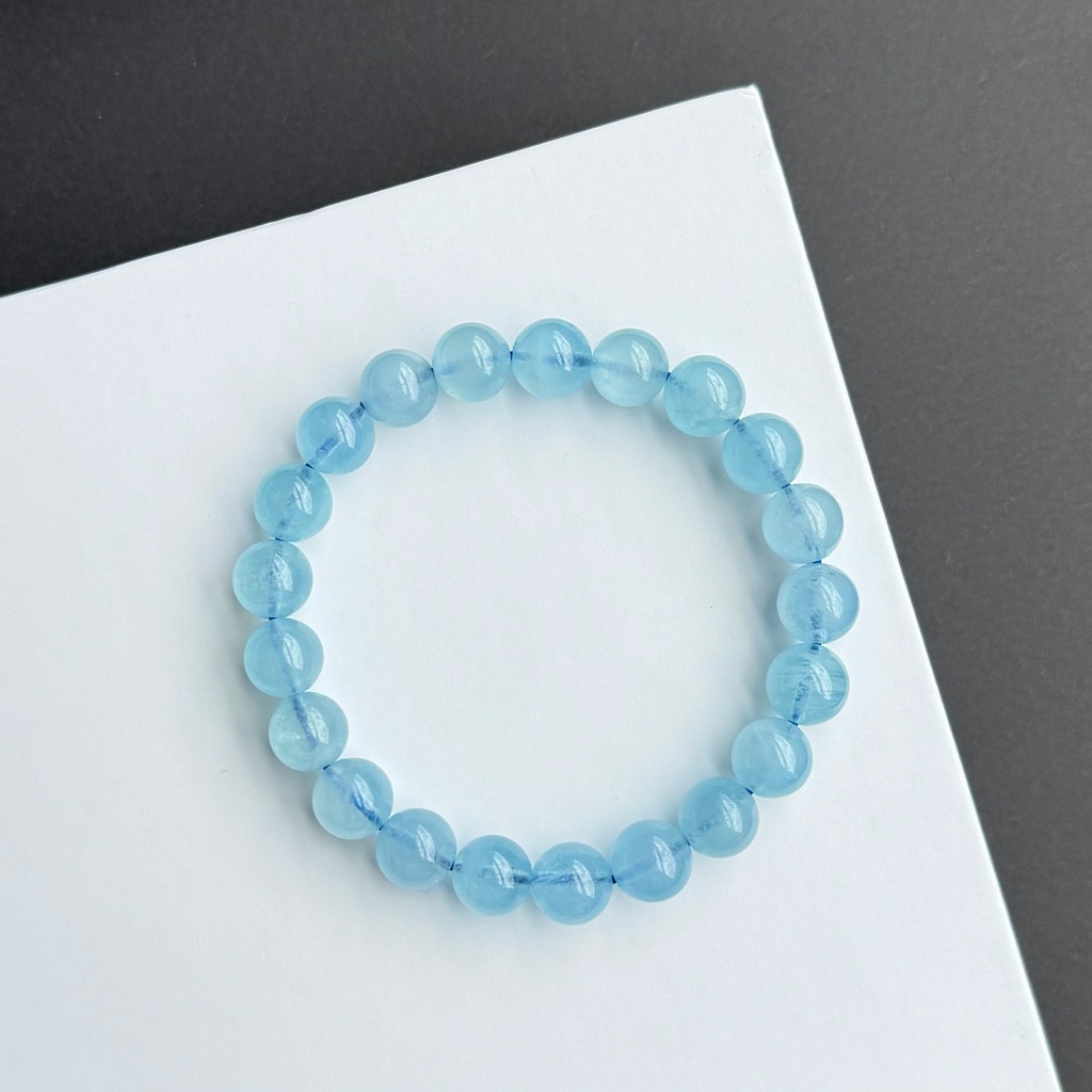 High Grade ✨ กำไลหินแท้ มิลค์กี้ อความารีน (Milky Aquamarine) 8mm