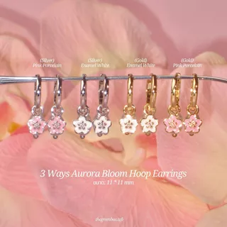 ต่างหู 3 Ways Aurora Bloom Hoop Earrings ก้านเงินแท้ S925 - The Green Box