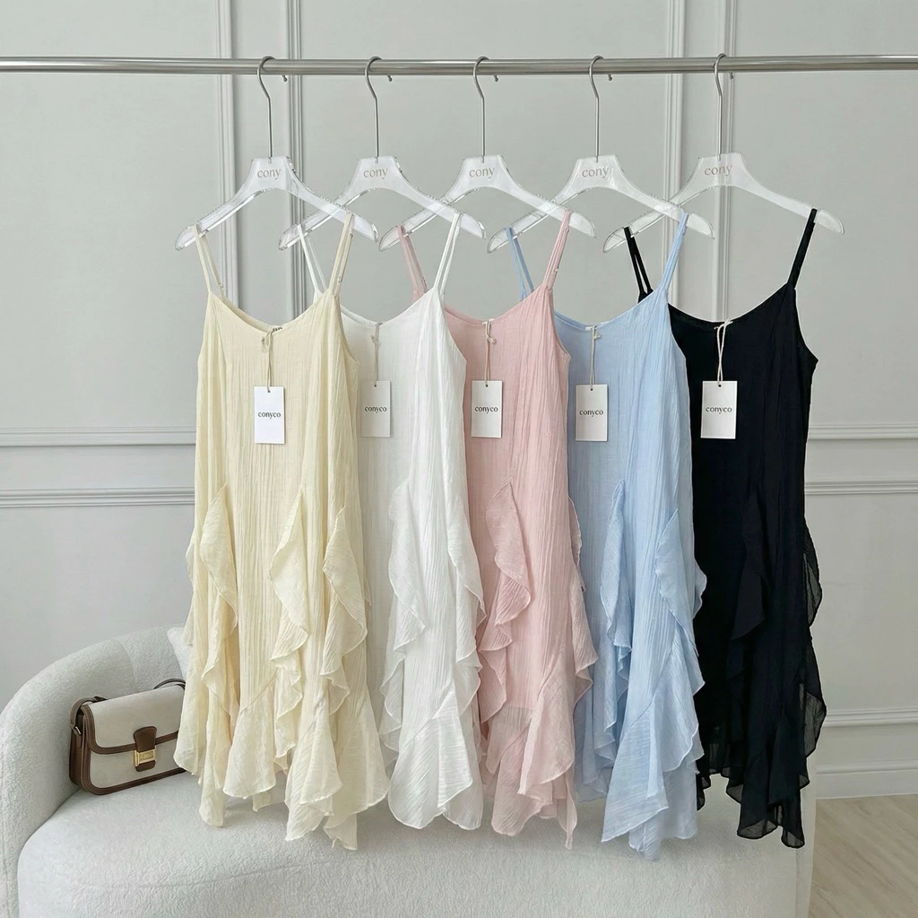 Conycolours | Sandy Dress เดรสสายเดี่ยวระบายชายกระโปรง