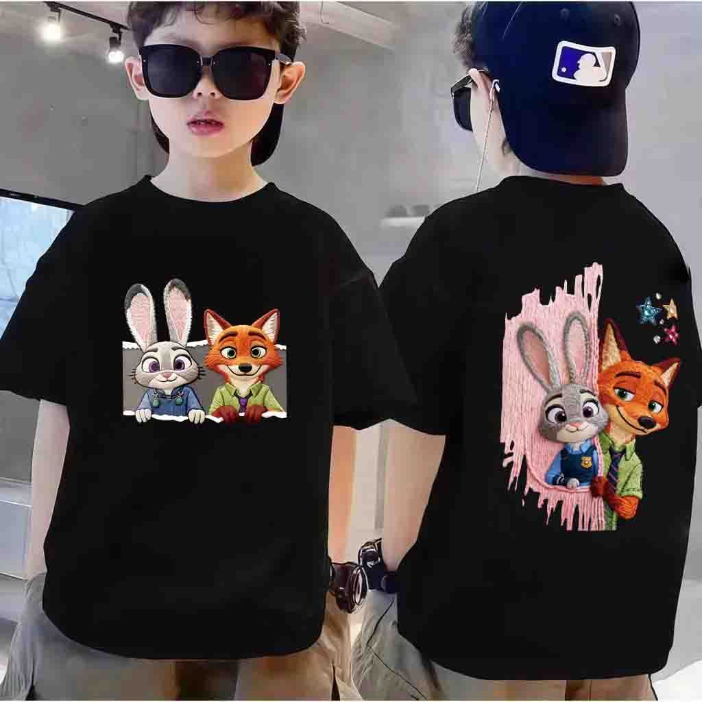 COD(ส่งสินค้าใน 24 ชั่วโมง) เสื้อเด็ก ผลิตจากผ้าฝ้าย 100% พิมพ์ลาย zootopia เหมาะ เด็กผู้ชาย และ เด็กผู้หญิง