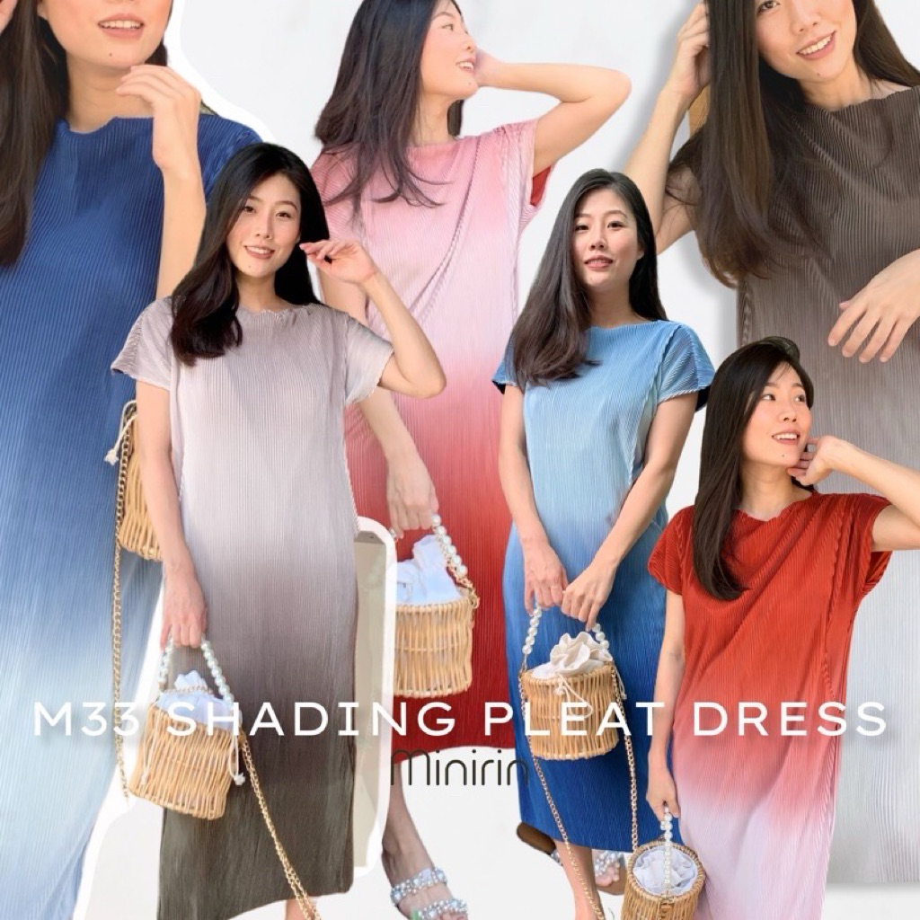 Minirin ชุดคลุมท้องแฟชั่น ชุดให้นมแฟชั่น คลุมท้องให้นมได้ (ใส่ซับในอย่างดี) รุ่น M33 Shading pleat dress