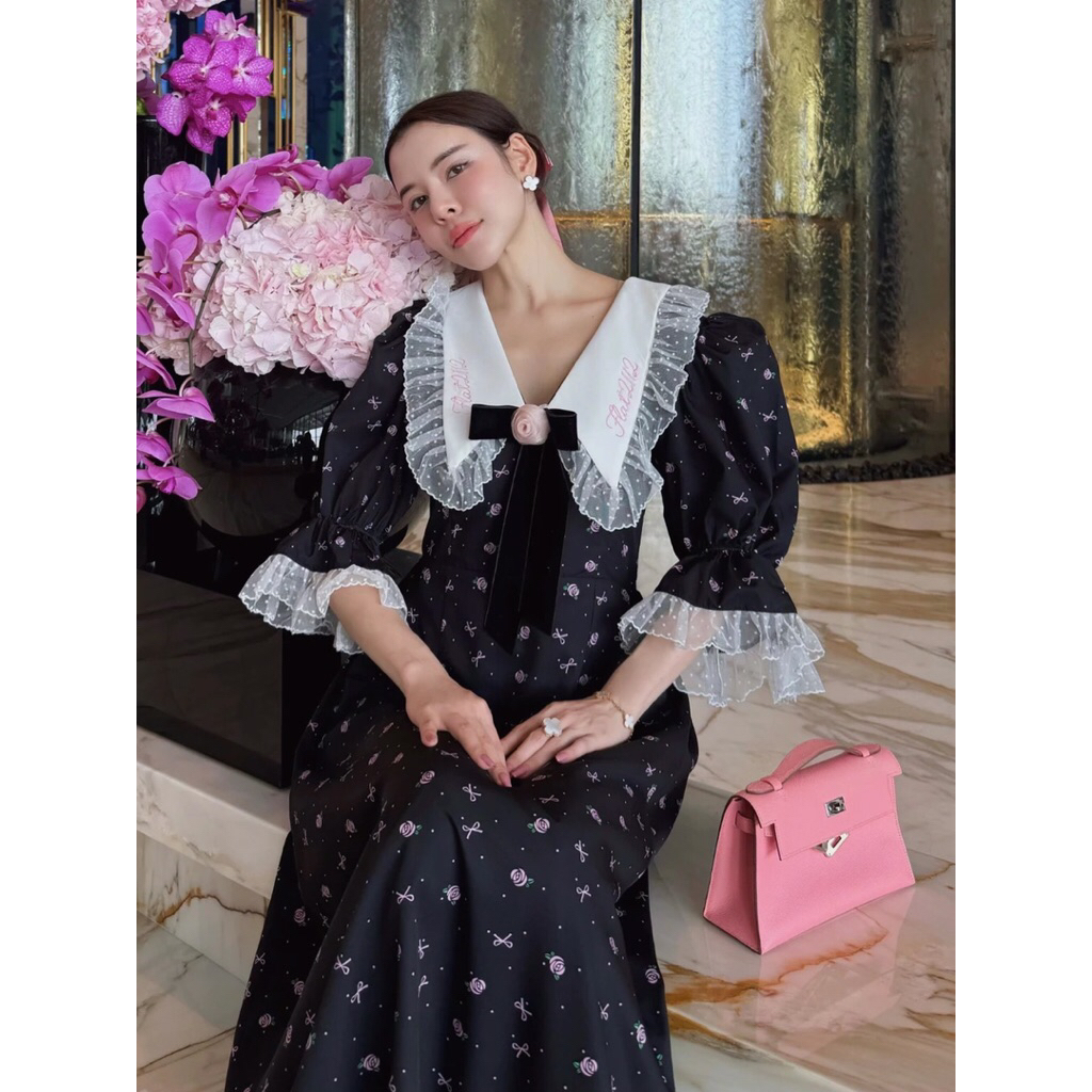 สีดำ New in pack S M FLAT2112 : JOANNE YOUNG MAXI DRESS  (FF0541)