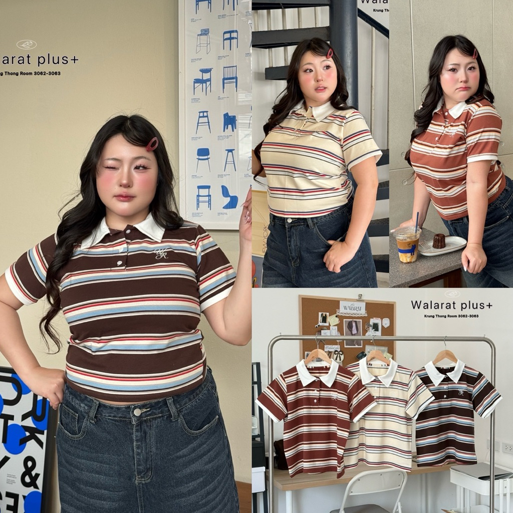 /WP/ เสื้อโปโลสาวอวบ มีไซส์อก38-52 ลายสวย ผ้าดีนุ่ม ใส่สบาย ใส่ได้ตลอด #พลัสไซส