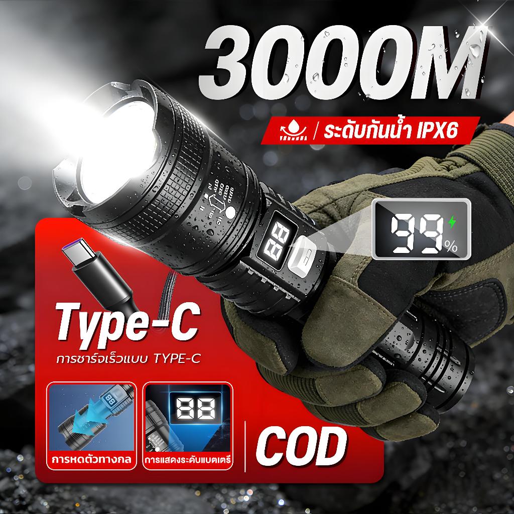 SUPWR ไฟฉาย LED สว่างมาก ไฟฉายกลางแจ้ง พร้อมไฟ 3 โหมด ไฟฉายแรงสูง ไฟ แข็งแรง ทนต่อการตก กันน้ํา สําหรับกลางแจ้ง