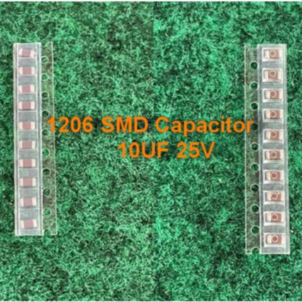 1206 SMD Capacitor  10UF 25V , 10UF 50V   ตัวเก็บประจุ  ไม่มีขั้ว  แพ็ค 10 เม็ด