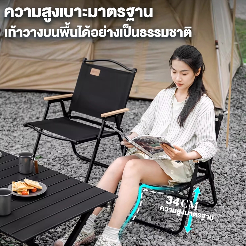 เก้าอี้แคมป์ปิ้ง เก้าอี้สนามที่พับได้ เหล็กคาร์บอนสูง รับน้ำหนัก300กก ตั้งแคมป์และใช้ในบ้าน รูปที่ 5