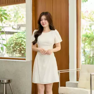 Bubble Dress (White) ออฟไวท์ เดรสขาว เดรสสีสุภาพ