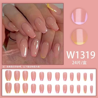 (ซีรี่ส์ ABCDEW) เล็บปลอมสไตล์โมเดิร์น ใช้งานง่าย แพ็คละ 24 ชิ้น พร้อมกาวสำหรับติดเล็บเจล