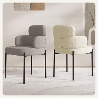 เก้าอี้เดี่ยวมีพนักพิง หุ้มด้วยผ้าหนังแกะ เบาะรองนั่งยืดหยุ่…