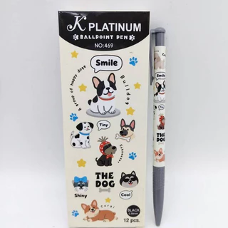 🎀กล่อง 12 ด้าม (469)🎀ปากกาลูกลื่นด้ามการ์ตูนDOG หัว0.38 มิล แบบหัวกด เขียนลื่น เขียนดี เครื่องเขียนสำนักงาน โรงเรียน