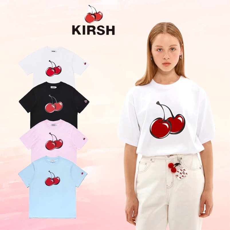 【ของแท้ 100%】เสื้อยืดคอกลมลายเชอร์รี่ KIRSH BIG CHERRY มีหลายสีให้เลือก จัดส่งทันที