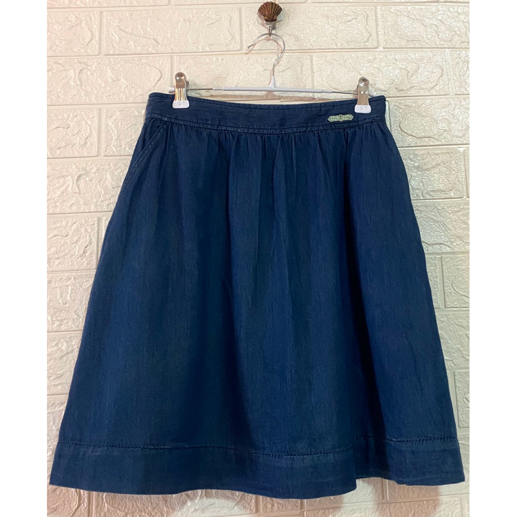 FOF✨กระโปรงยีนส์มีรูดจีบที่เอว^กระเป๋าข้าง+ซัปใน