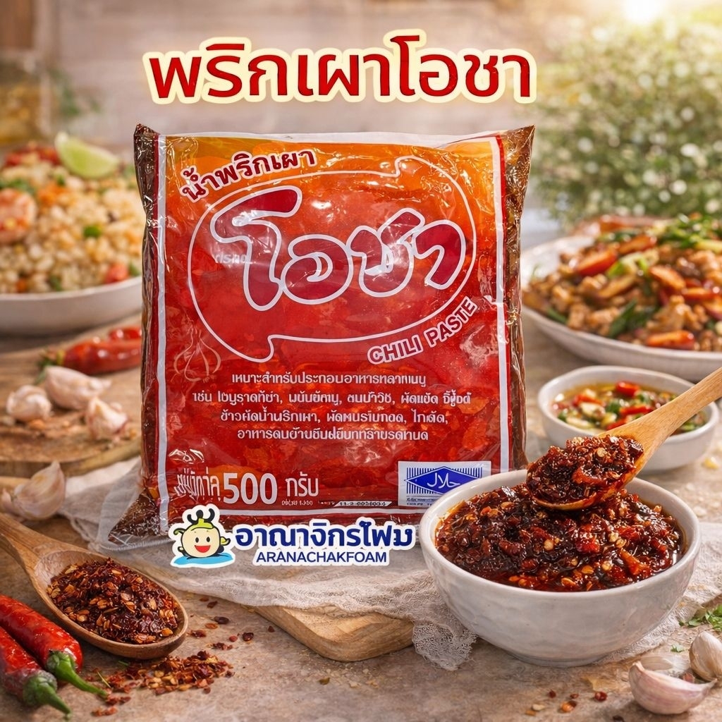 พริกเผาโอชา 500g น้ำพริกเผา รสเข้ม กลิ่นหอม ใช้ทำอาหาร เพิ่มรสชาติ วัตถุดิบร้านอาหาร พร้อมส่ง