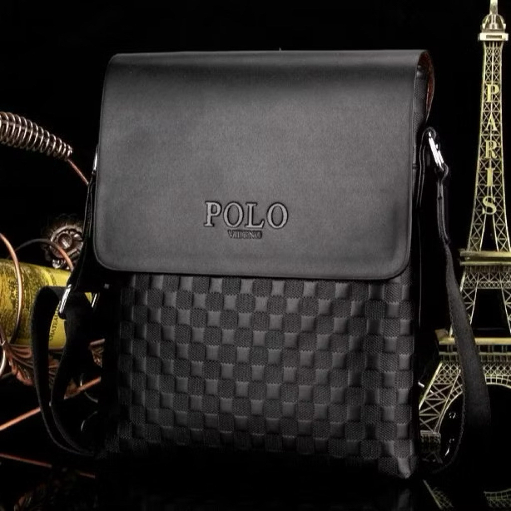 กระเป๋าสะพายข้าง POLO PU Leather ไซต์ใหญ่ ใช้ไปทำงาน เรียบหรู ดูมีระดับ ใส่หนังสือ ใส่ iPad ได้ พร้อมส่ง