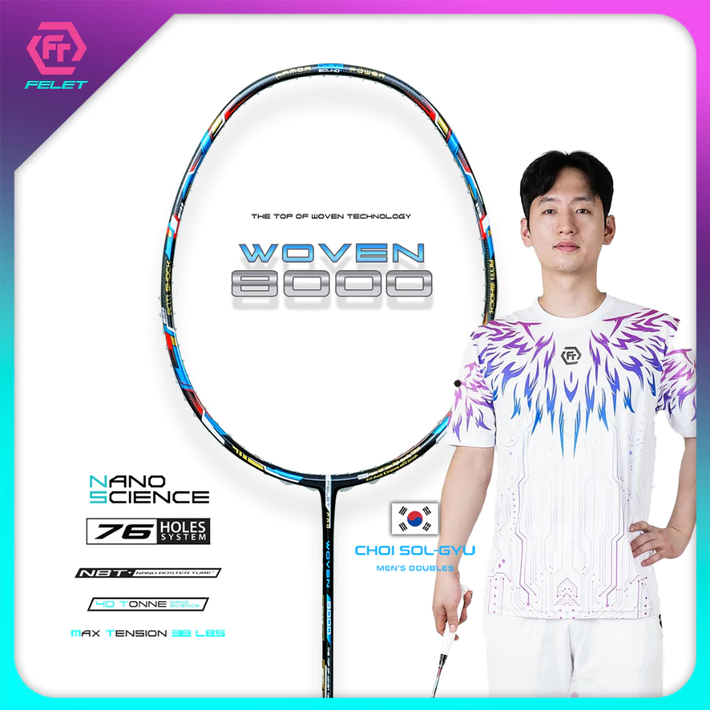 Felet Woven8000 4U ไม้แบดมินตัน แถมเอ็น+ซอง+กริป(ประกันศูนย์ไทย 90 วัน)