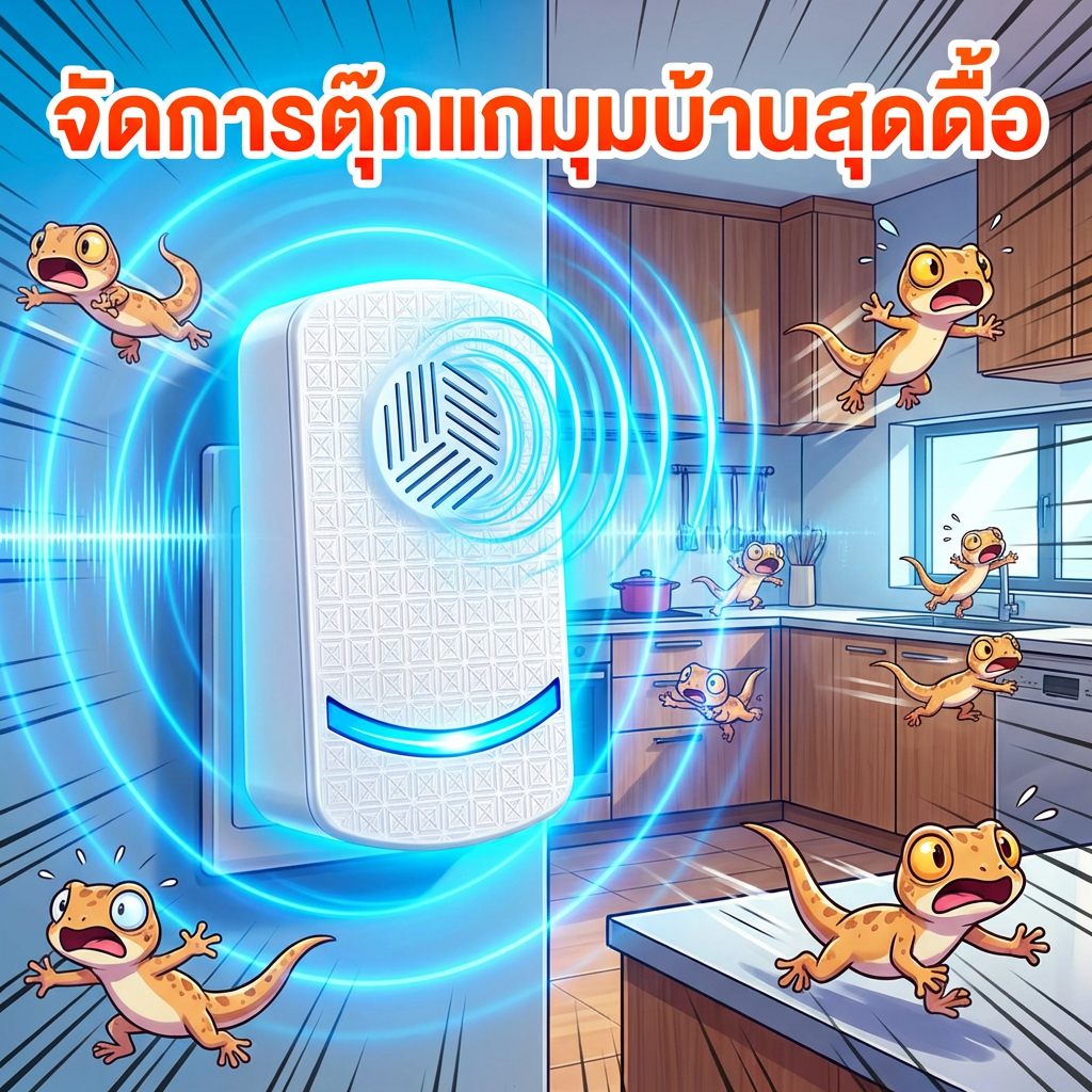 จิ้งจกไม่กล้าเข้า!  เครื่องไล่อัลตราโซนิก ไล่จิ้งจก ยาไล่จิ้งจก ยาไล่ตุ๊กแก ปลอดภัยต่อแม่ลูกไร้เสียง