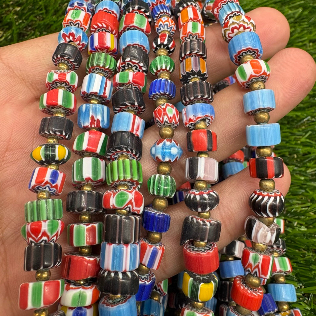 Multi- Color Vintage Glass Beads From Nepal | Tribal Craft Beads | ลูกปัดแก้วโบราณของเนปาล หลากสี 8–