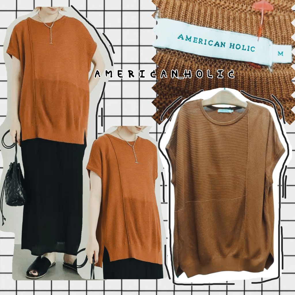 W97🥨A M E R I C A N_H 0 L I C = เสื้อสเวตเตอร์ไหมพรมOversize