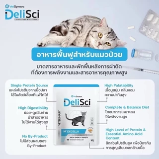 [ยกกล่อง 12ซอง] Delisci Excella wet for Cat 80g อาหารเปียกสำหรับแมวป่วย พักฟื้น
