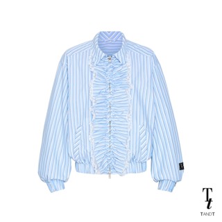 TandT - TANKY BLUE JACKET - LOGO EMBROIDERED RUFFLE TRIMMED …