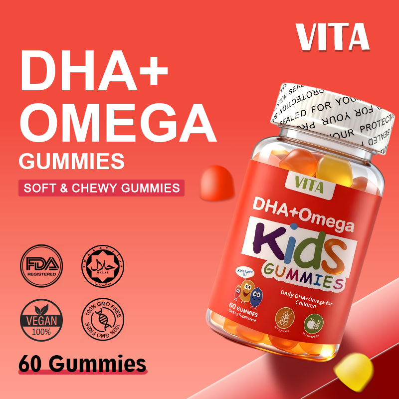VITA DHA+OMEGA KIDS GUMMIES ดีเอชเอ โอเมก้า คิดส์ กัมมี่ วิตามินเด็ก บํารุงสมอง วิตามินรวม วิตามินc เด็ก