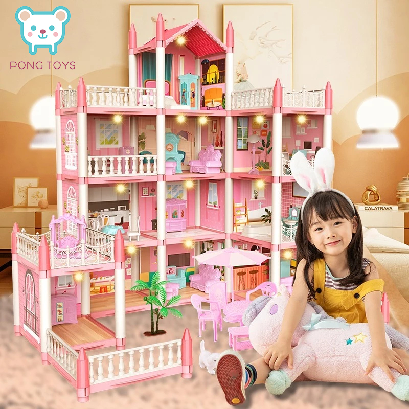 Pong Toys 👸🏻 วิลล่าใหญ่ ของเล่นบ้านบาร์บี้ ของเล่นสำหรับเด็ก ของเล่นบ้าน【แถม ไฟดวงน้อย!✨】🏠ปราสาทเจ้าหญิง