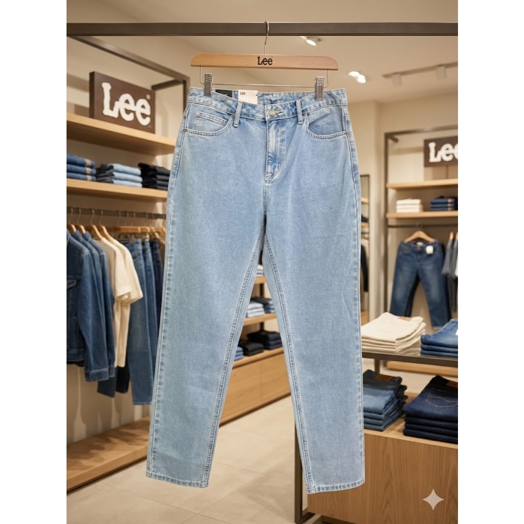 กางเกงขายาว แบรนด์ LEE สียีนส์อ่อน รุ่น LE F524WMOMN01DENIM
