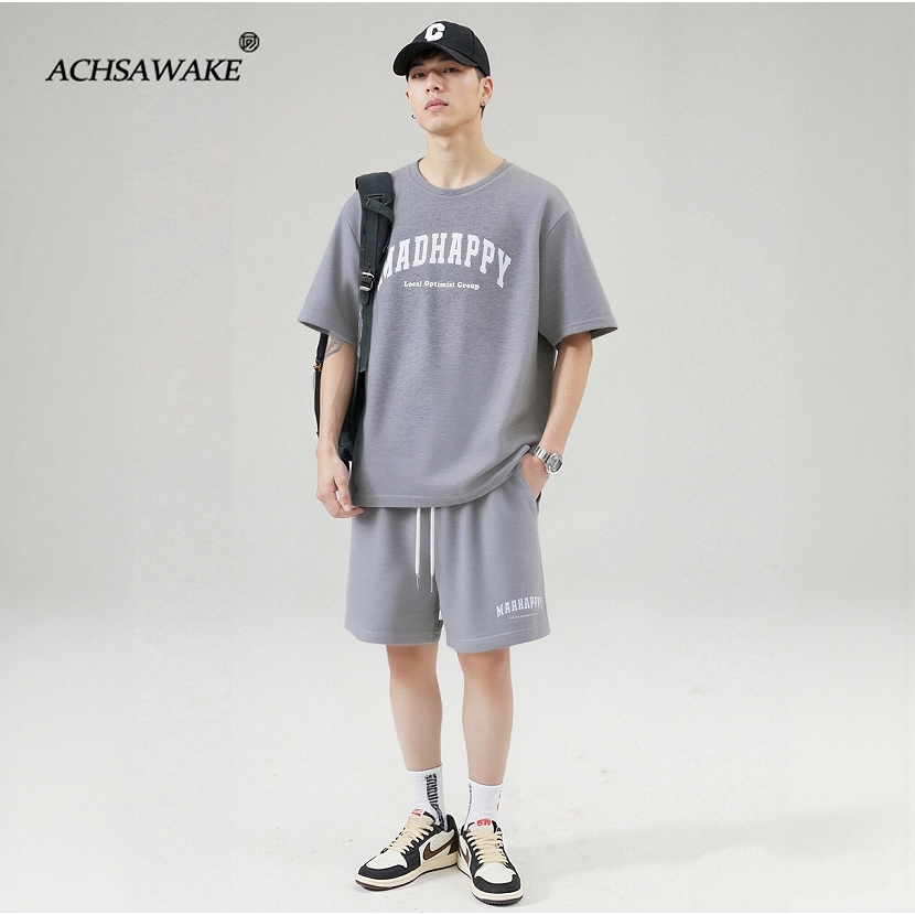 ACHSAWAKE ชุดสูท ชาย แฟชั่น สปอร์ต สบายๆ เกาหลี สองชิ้น หนึ่งเซ็ต