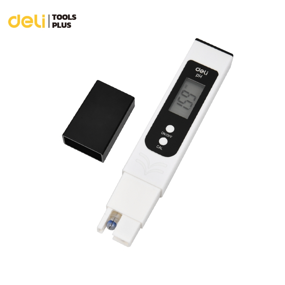 Deli เครื่องวัดคุณภาพน้ำพกพา เครื่องวัดค่าpH 0.01 pH อุณหภูมิ 0–60°C พร้อม Calibrate pH Meter