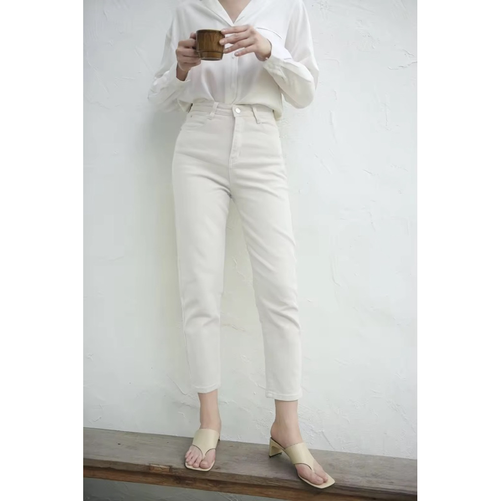 Aliotte Lola jeans กางเกงยีนส์ สีขาว แบรนด์ Aliotte