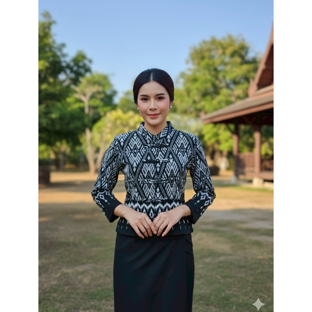 สีดำลายไทยแขน 5 ส่วน