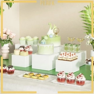ชุดตู้โชว์ตั้งโต๊ะอะคริลิก 6 ชิ้นนี้ ประกอบด้วยชั้นวางอาหารบุฟเฟ่ต์สีขาว/ใส 5 ชิ้น เหมาะสำหรับการจัดแสดงสินค้าหลากหลายชน