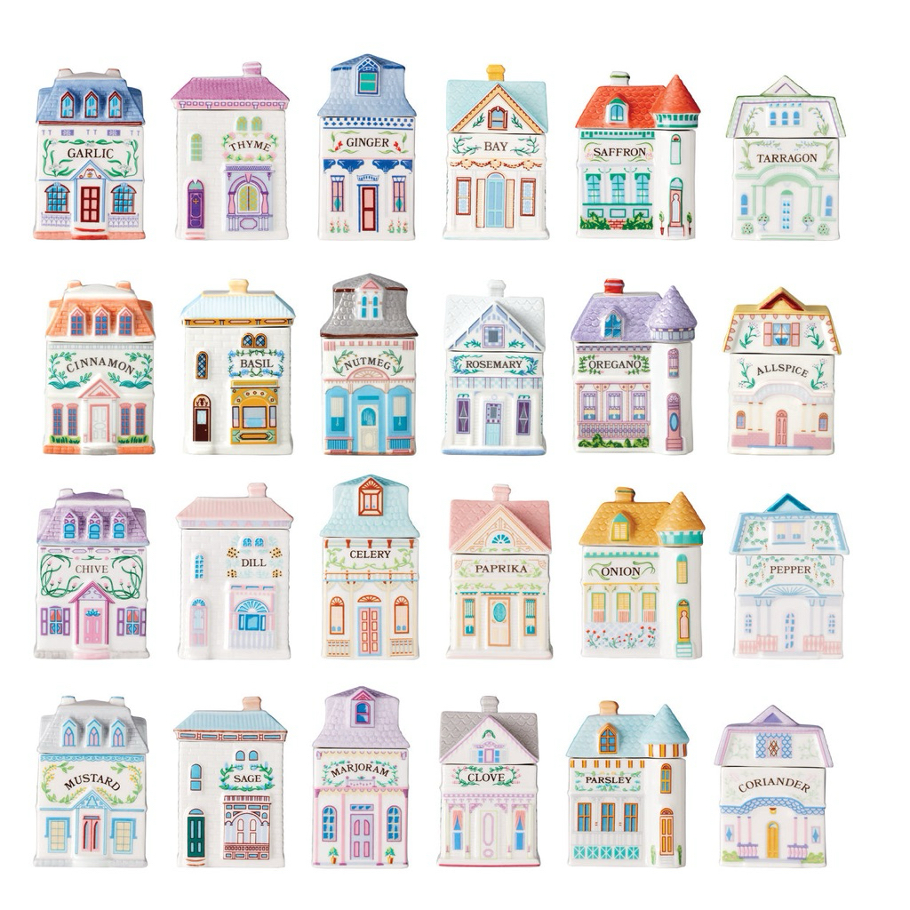 Lenox Spice Village 24-Piece Spice Jar Set โถเก็บเครื่องเทศพอร์ซเลนรูปบ้าน ใช้ตกแต่งบ้าน ของแท้ตรงปก