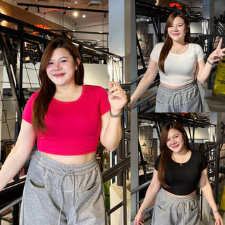 🌈SpinnyHouse🌈เสื้อครอป ผ้าเรย่อน สาวอวบใส่ได้ มีไซส์ M XL พร้อมส่ง ผ้ายืดเยอะ เสื้อออกกำลังกาย แมตช์ง่าย รุ่น ครอปเรียบ