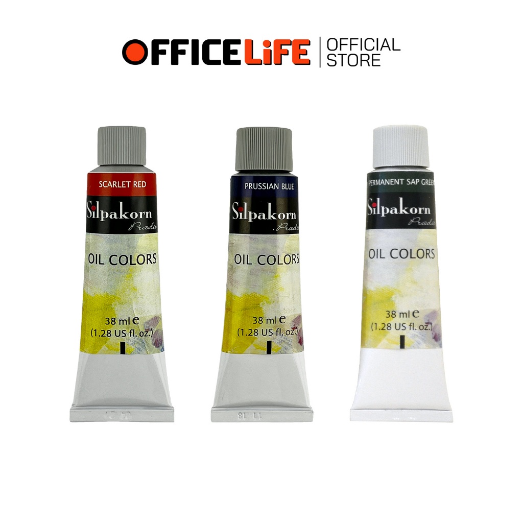 Silpakorn Pradit (ศิลปากรประดิษฐ์) สีน้ำมัน Oil Colors ขนาด 38 ml. เนื้อข้น เม็ดสีละเอียด (1 หลอด)